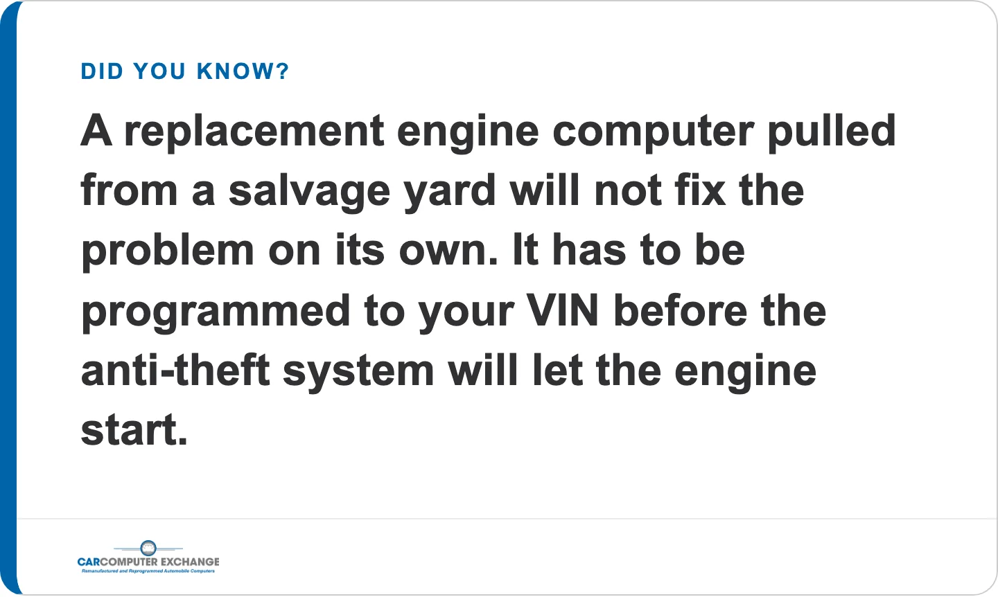 Callout: a salvage-yard module still has to be programmed to your VIN