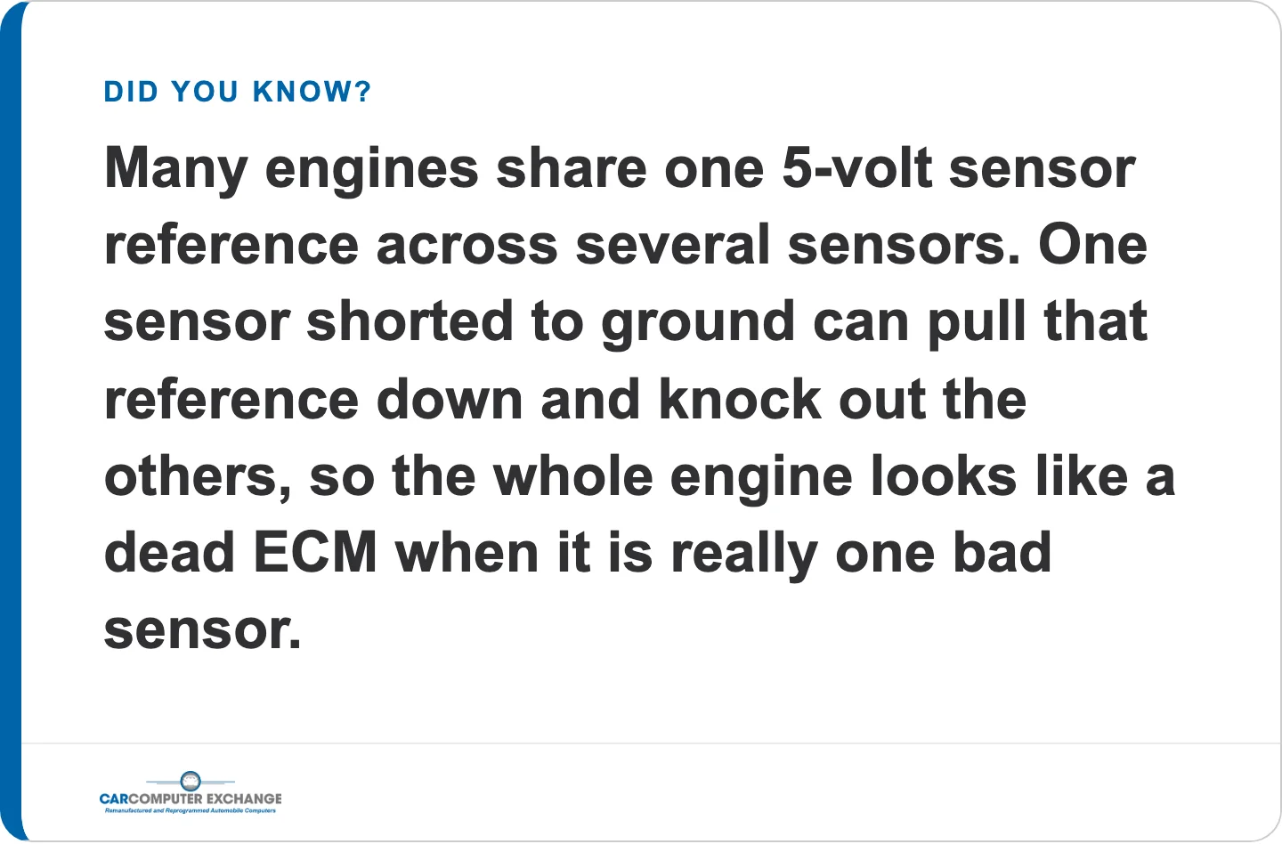 Callout: a shorted sensor can make the whole engine look like a dead ECM
